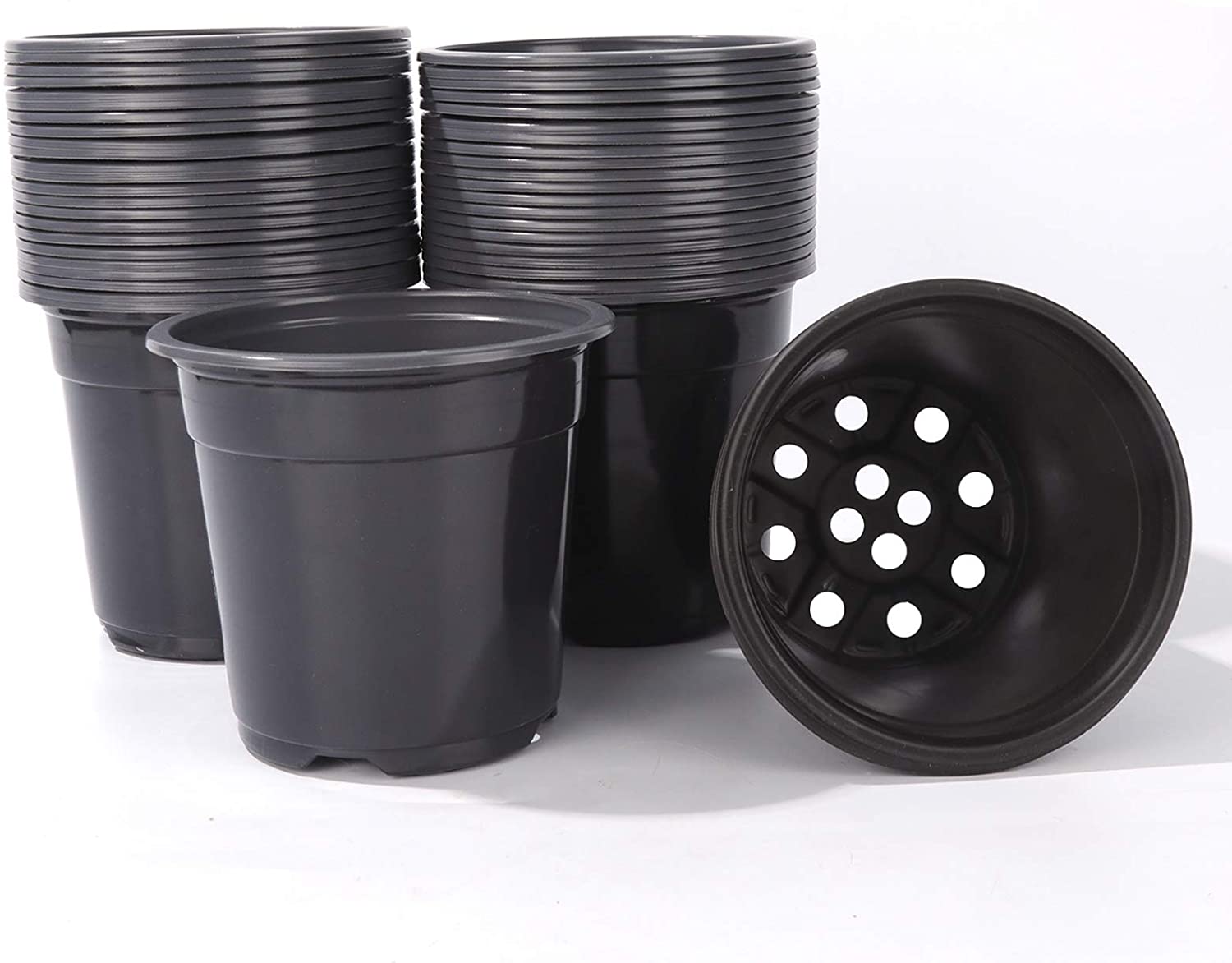 Decorative Plastic Garden Flower Pots & Nursery Planters – Reusable Plant Pots with Drainage Holes for Indoor & Outdoor Plants, Succulents, Herbs, Seedlings & Gardening
