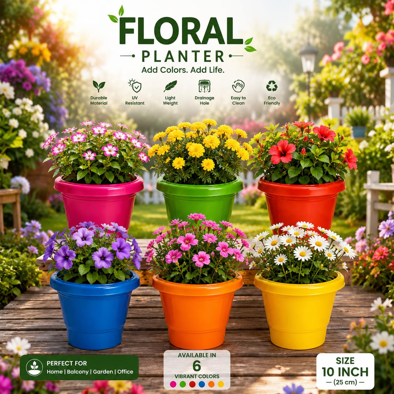 Plastic Nursery Plant Pots Indoor & Outdoor Flower Planters with Drainage Holes for Seedlings, Herbs, Succulents & Transplants