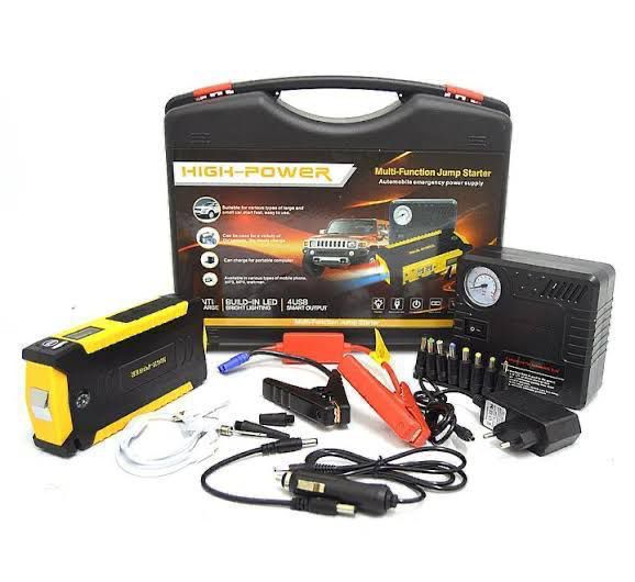 2-in-1 High Power Car Jump Starter & Air Inflator Kit 🚗🔋 | Portable Battery Booster with Tire Compressor | Power Bank USB Charging | LED Flashlight| Be ready for unexpected moments on the road