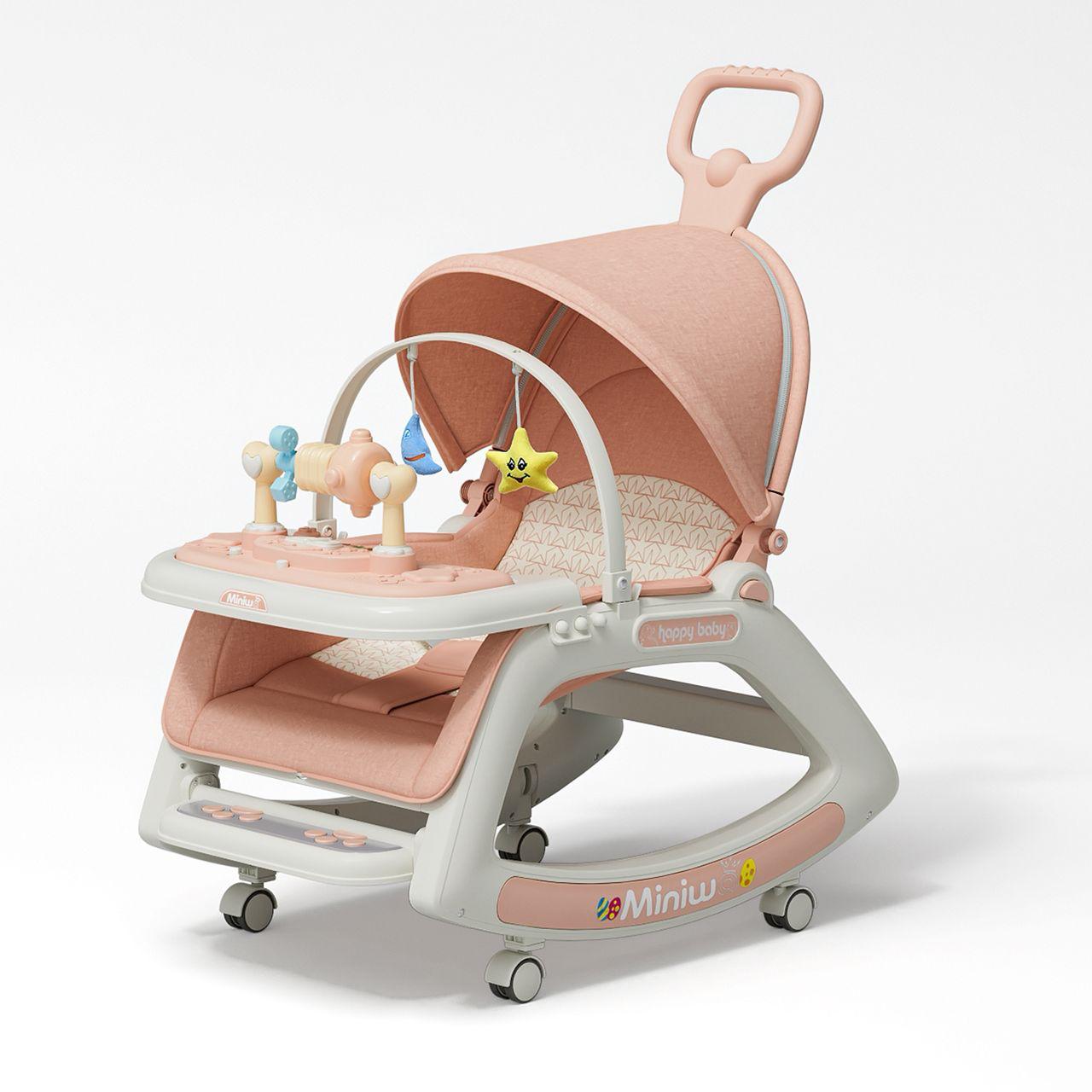 🍼👶 5-in-1 Baby Rocker & Stroller with Music 🎵 | Seat Mode, Rocking Chair, Dining Chair, Cart Mode & Stroller Mode 🚼🍽️ | Newborn to 3 Years | Comfortable Multifunction Baby Chair ✨