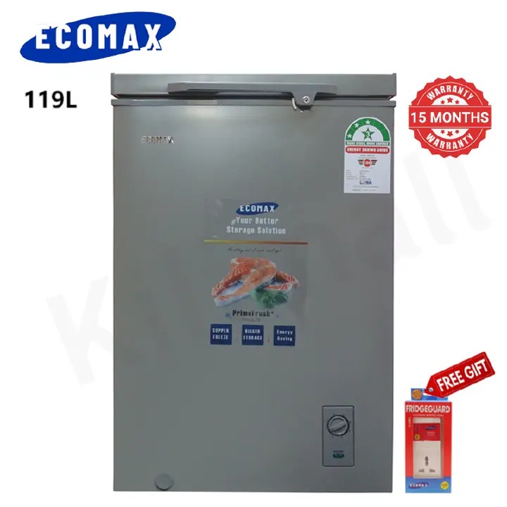 ECOMAX 119L Chest Freezer ❄️ | Deep Freezer BD-119 | Energy Saving | Fast Cooling | Lock & Key 🔑 | Free Fridge Guard Included | Home & Business Freezer