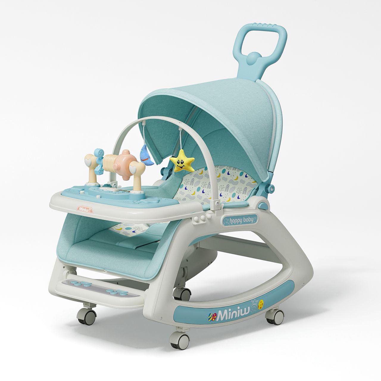 🍼👶 5-in-1 Baby Rocker & Stroller with Music 🎵 | Seat Mode, Rocking Chair, Dining Chair, Cart Mode & Stroller Mode 🚼🍽️ | Newborn to 3 Years | Comfortable Multifunction Baby Chair ✨