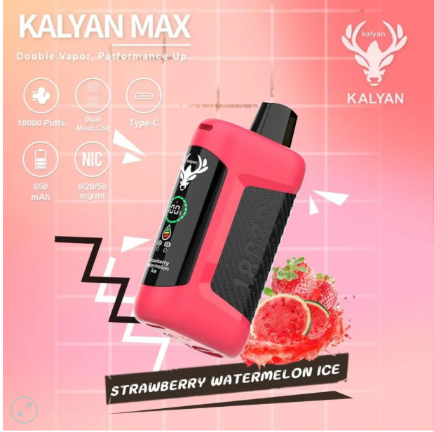 Kalyan Max 18000 Puffs Rechargeable Disposable Vape: a high-capacity, rechargeable disposable vape featuring a classic, sweet, and crisp shisha-style apple flavor.