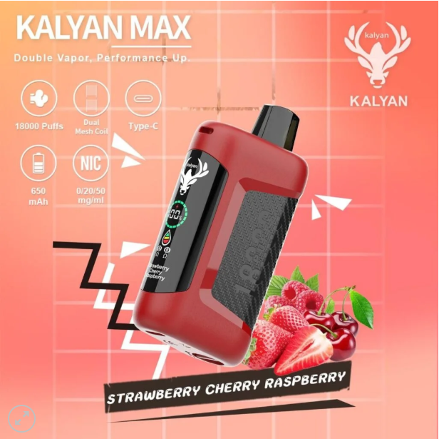 Kalyan Max 18000 Puffs Rechargeable Disposable Vape: a high-capacity, rechargeable disposable vape featuring a classic, sweet, and crisp shisha-style apple flavor.