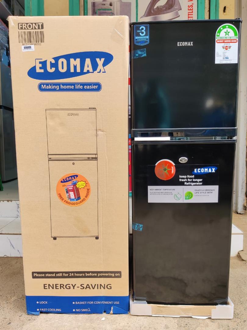 ECOMAX 138L Double Doors Fridge and Freezer with Glass Shelf Energy Saving Compact Household Fridge BCD-138 Household Applicances Refrigerator