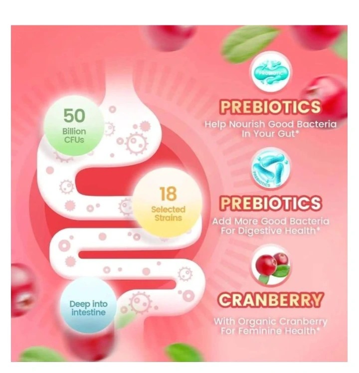 Women Probiotic Gummies, Feminine Balance Gummies, Prebiotic Gummy, Cranberry Probiotics for Woman Vaginal Health, Yeast Ph Balance| 60 Gummies