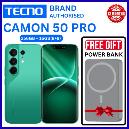 BRAND NEW TECNO CAMON 50 PRO 256GB ROM +16GB(8+8GB )RAM, 6.78" AMOLED CURVED SCREEN 6500mAh BATTERY 50MP MAIN CAMERA 32MP SELFIE ANDROID 16 SMARTPHONE