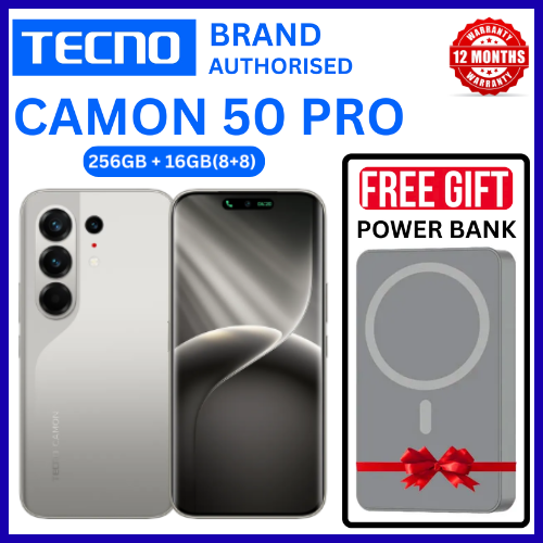 BRAND NEW TECNO CAMON 50 PRO 256GB ROM +16GB(8+8GB )RAM, 6.78" AMOLED CURVED SCREEN 6500mAh BATTERY 50MP MAIN CAMERA 32MP SELFIE ANDROID 16 SMARTPHONE