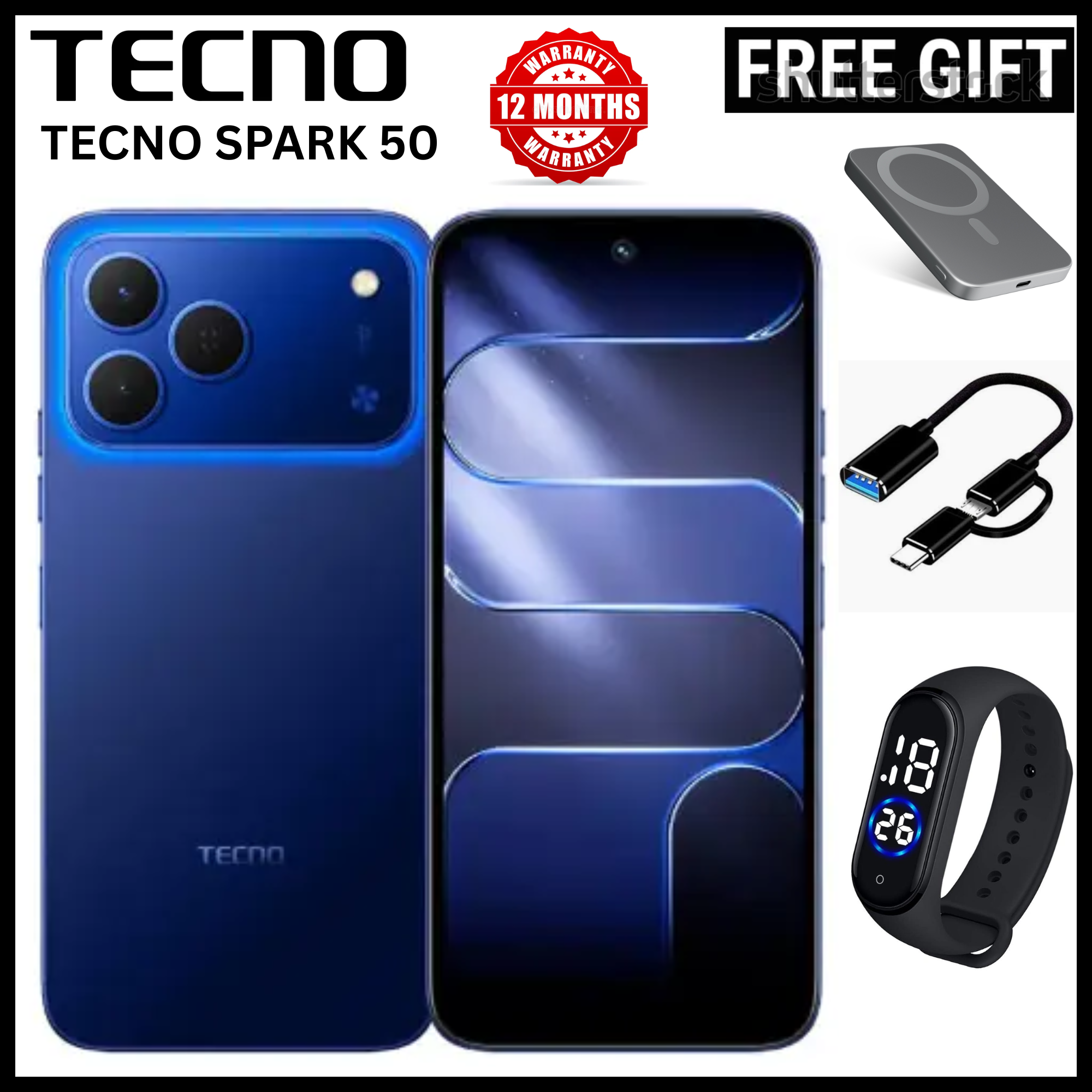 NEW ARRIVALS!!!! BRAND NEW TECNO SPARK 50 4G SMARTPHONE 256GB ROM+ 24GB RAM 6.78"  INCH SCREEN 120Hz REFRESH RATE 6700mAh Battery 18W FAST CHARGING, 50MP  CAMERA, 8MP BACK CAMERA  ANDROID 16