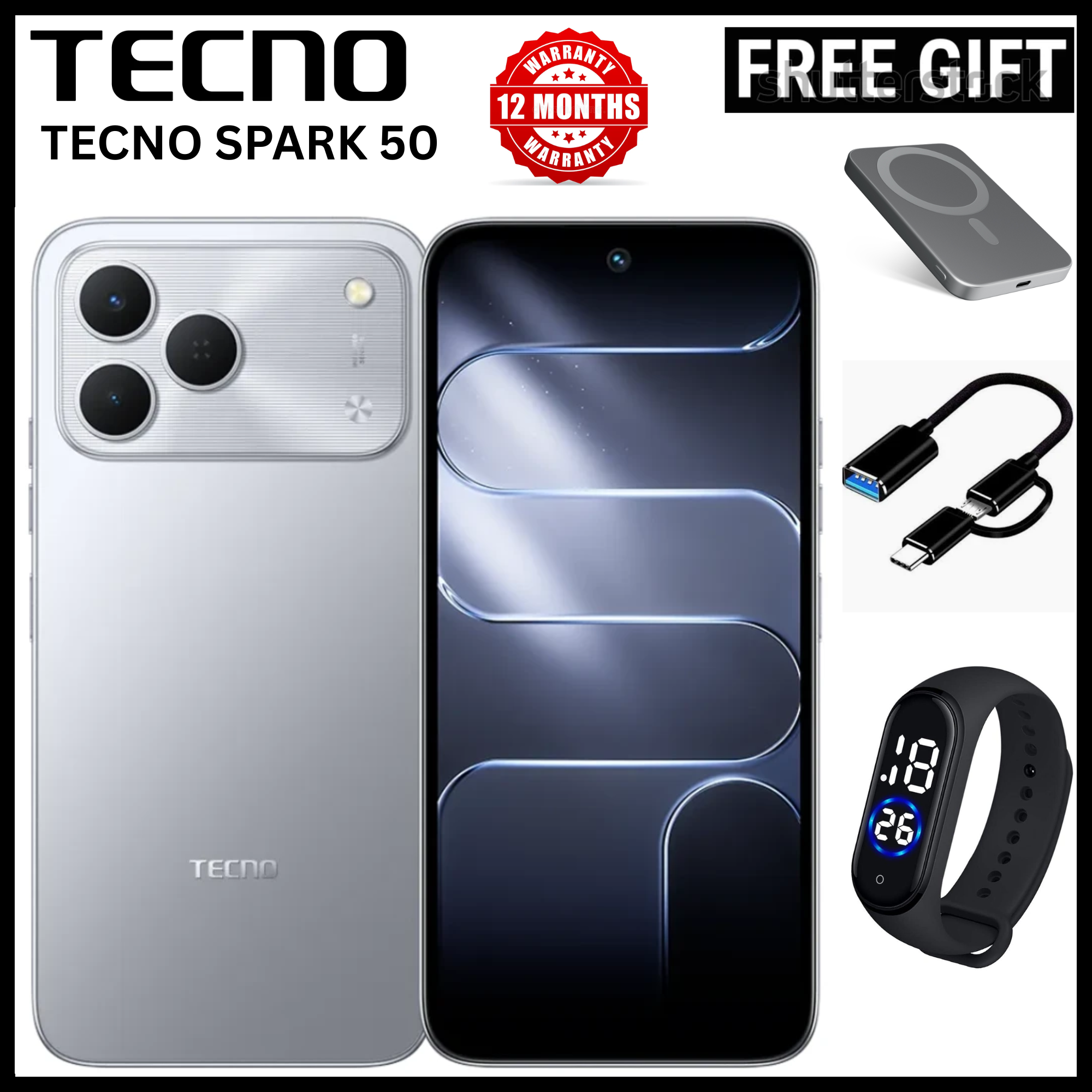 NEW ARRIVALS!!!! BRAND NEW TECNO SPARK 50 4G SMARTPHONE 256GB ROM+ 24GB RAM 6.78"  INCH SCREEN 120Hz REFRESH RATE 6700mAh Battery 18W FAST CHARGING, 50MP  CAMERA, 8MP BACK CAMERA  ANDROID 16