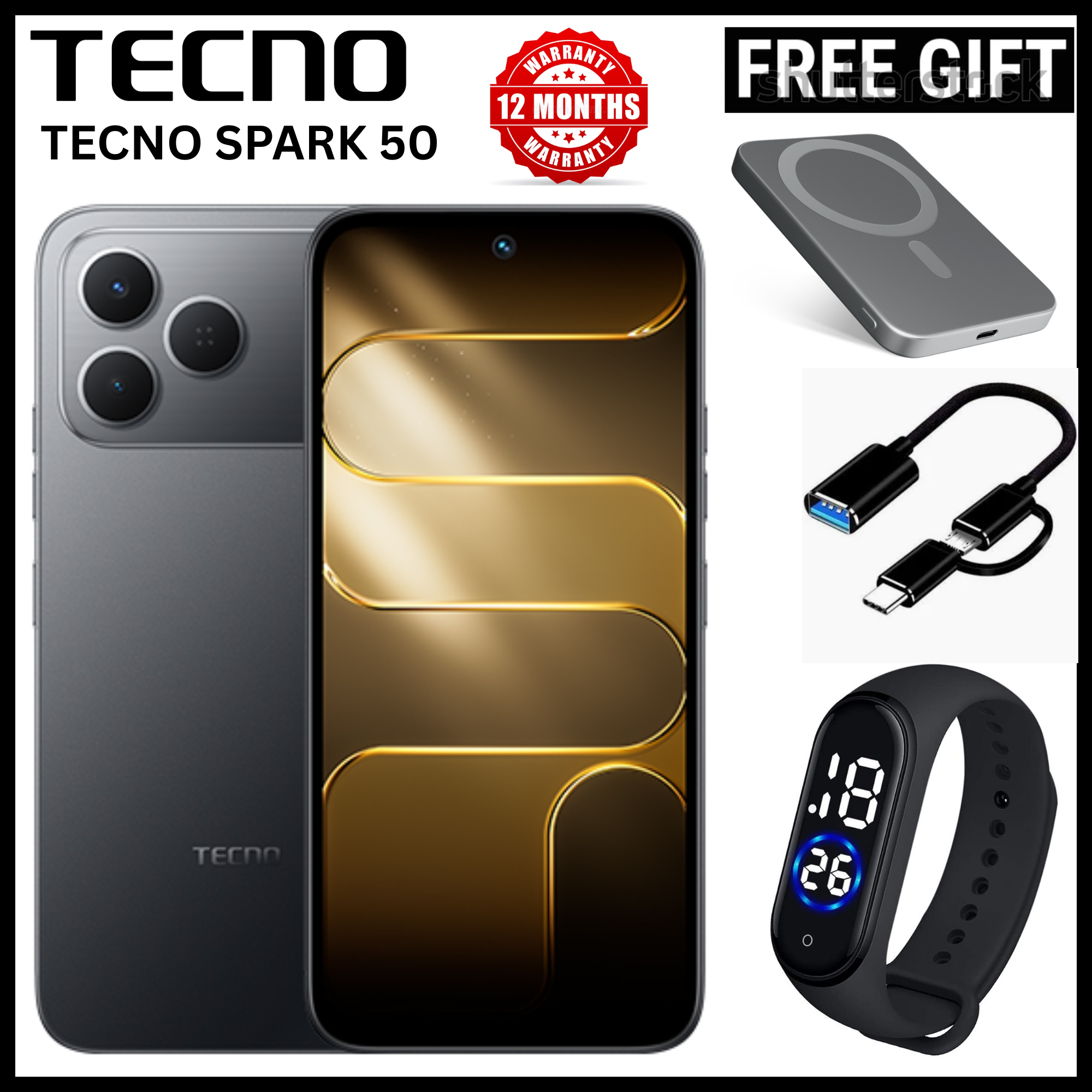 NEW ARRIVALS!!!! BRAND NEW TECNO SPARK 50 4G SMARTPHONE 256GB ROM+ 24GB RAM 6.78"  INCH SCREEN 120Hz REFRESH RATE 6700mAh Battery 18W FAST CHARGING, 50MP  CAMERA, 8MP BACK CAMERA  ANDROID 16