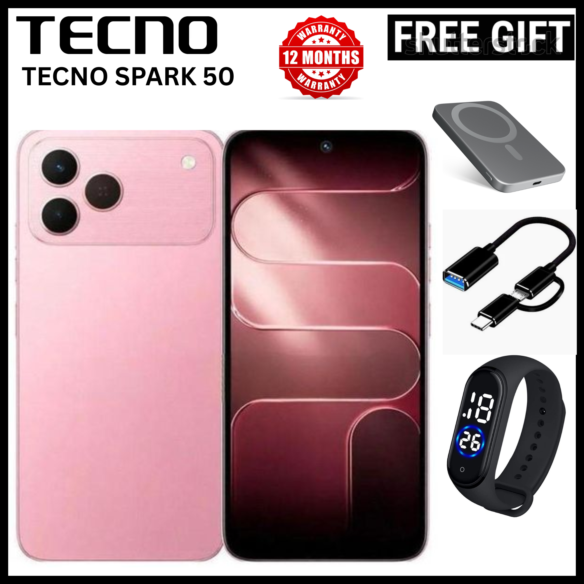 NEW ARRIVALS!!!! BRAND NEW TECNO SPARK 50 4G SMARTPHONE 256GB ROM+ 24GB RAM 6.78"  INCH SCREEN 120Hz REFRESH RATE 6700mAh Battery 18W FAST CHARGING, 50MP  CAMERA, 8MP BACK CAMERA  ANDROID 16