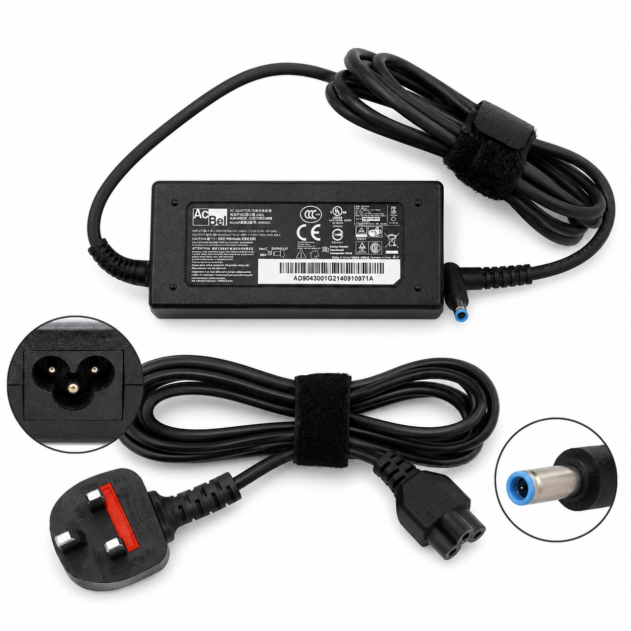 HP Blue Pin Laptop Charger – 65W Smart AC Power Adapter