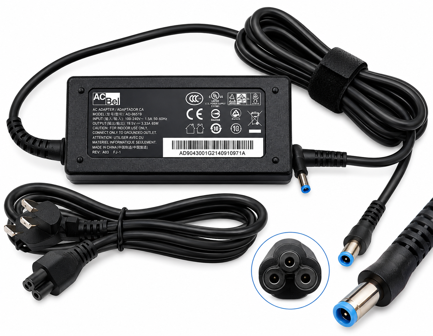 HP Blue Pin Laptop Charger – 65W Smart AC Power Adapter