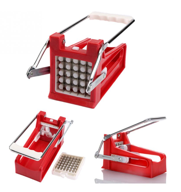 Potato Chips & French Fries Cutter Machine – Stainless Steel Strip Slicer with 2 Blades Kitchen Gadget