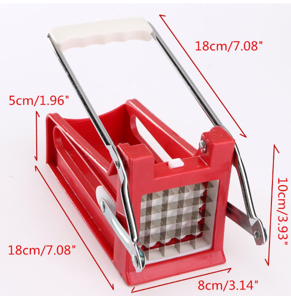 Potato Chips & French Fries Cutter Machine – Stainless Steel Strip Slicer with 2 Blades Kitchen Gadget