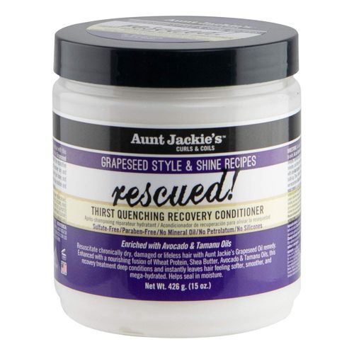 Aunt Jackie’s Grapeseed Style & Shine Recipes Rescued! Thirst Quenching Recovery Conditioner 426g – Deep Hydrating & Repair Conditioner for Dry & Damaged Hair