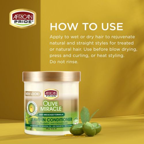 African Pride Olive Miracle Anti-Breakage Leave-In Conditioner 425g – Hair Strengthening & Moisturizing Treatment