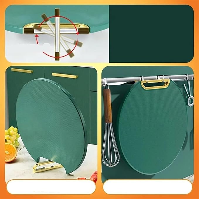 37cm Round Cutting Board Antibacterial BPA Free Chopping Board Food Grade Anti Mildew Non Slip Kitchen Cutting Board Standable and Hangable for Meat Vegetables Chopping Board