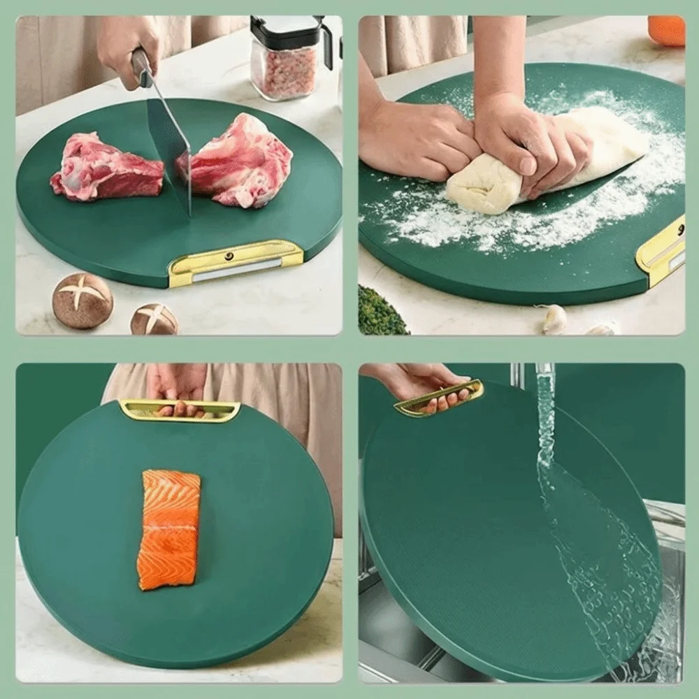 37cm Round Cutting Board Antibacterial BPA Free Chopping Board Food Grade Anti Mildew Non Slip Kitchen Cutting Board Standable and Hangable for Meat Vegetables Chopping Board