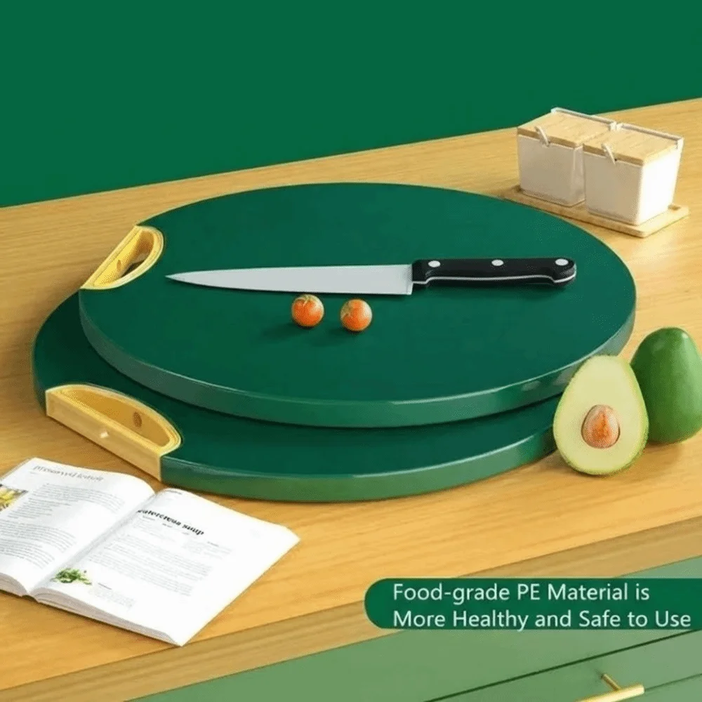 37cm Round Cutting Board Antibacterial BPA Free Chopping Board Food Grade Anti Mildew Non Slip Kitchen Cutting Board Standable and Hangable for Meat Vegetables Chopping Board