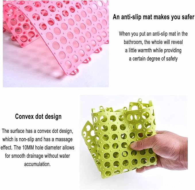 6 Pack Drainage Interlocking Rubber Floor Tiles Soft PVC Non-Slip Tile Splicing Shower Mat, outdoor bathroom floor drainage mat, swimming pool terrace balcony mat,DIY cut‑to‑size(3 Grey + 3 White )