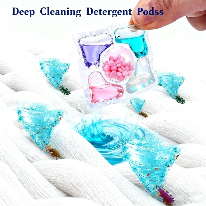 5-in-1  Laundry Detergent Pods, Deep Cleaning with Enhanced Cleaning Power, Fabric Softening & Long-Lasting Freshness, For Washing Machine, Suitable for Home, Dorm & Apartment