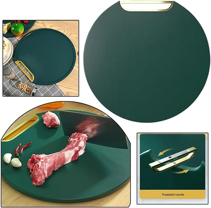 37cm Round Cutting Board Antibacterial BPA Free Chopping Board Food Grade Anti Mildew Non Slip Kitchen Cutting Board Standable and Hangable for Meat Vegetables Chopping Board