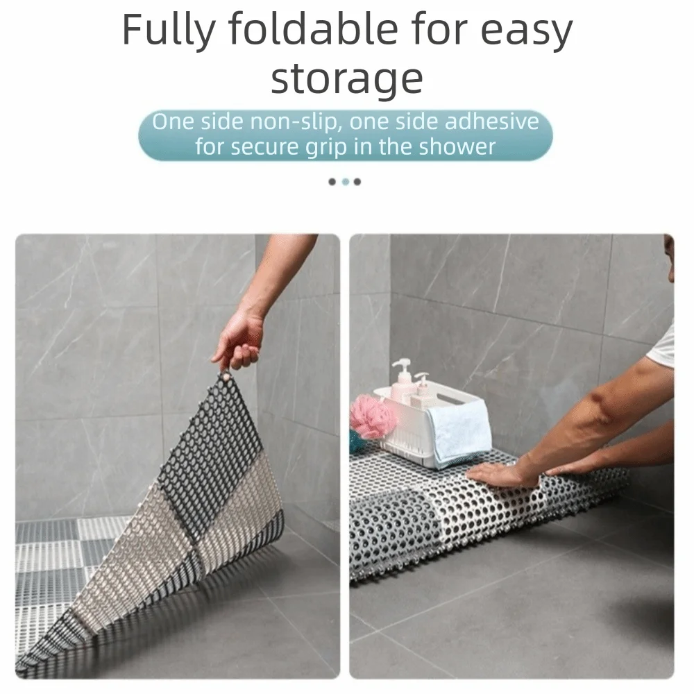 6 Pack Drainage Interlocking Rubber Floor Tiles Soft PVC Non-Slip Tile Splicing Shower Mat, outdoor bathroom floor drainage mat, swimming pool terrace balcony mat,DIY cut‑to‑size(3 Grey + 3 White )