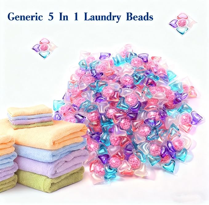 5-in-1  Laundry Detergent Pods, Deep Cleaning with Enhanced Cleaning Power, Fabric Softening & Long-Lasting Freshness, For Washing Machine, Suitable for Home, Dorm & Apartment