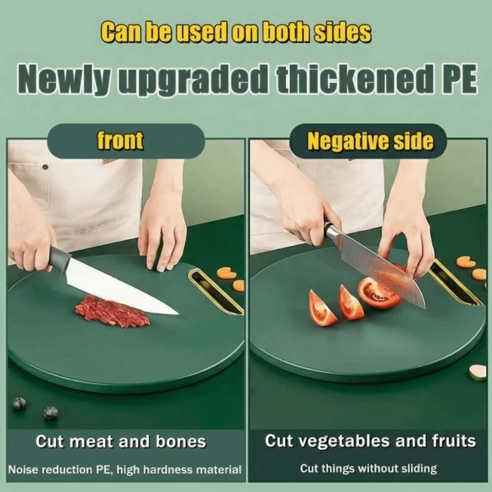 37cm Round Cutting Board Antibacterial BPA Free Chopping Board Food Grade Anti Mildew Non Slip Kitchen Cutting Board Standable and Hangable for Meat Vegetables Chopping Board