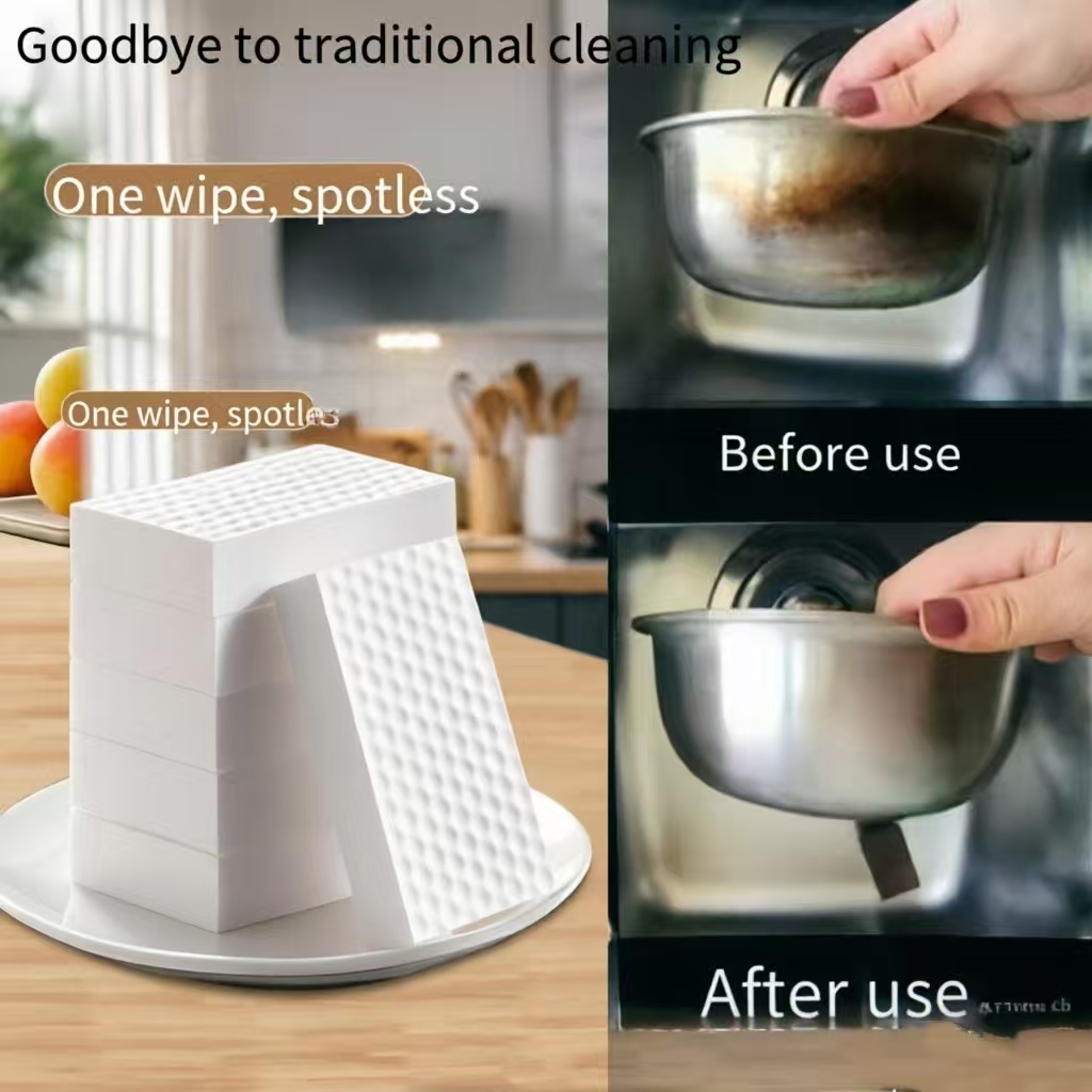 3 Pack Extra Thick Magic Cleaning Pads - Eraser Sponge for All Surfaces - Kitchen-Bathroom-Furniture-Leather-Car-Steel - Just Add Water to Erase All Dirt - Melamine - Universal Cleaner