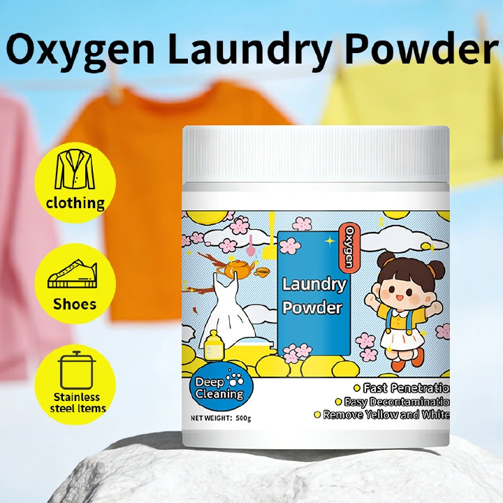 Oxi Stain Remover Powder 500g Active Oxygen Laundry Powder Chlorine Free Color Safe Removes Milk Sweat Oil Stains Deep Cleaning for Clothes Suitable for Washing Machine  Laundry detergent Powder