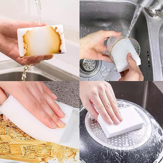 3 Pack Extra Thick Magic Cleaning Pads - Eraser Sponge for All Surfaces - Kitchen-Bathroom-Furniture-Leather-Car-Steel - Just Add Water to Erase All Dirt - Melamine - Universal Cleaner