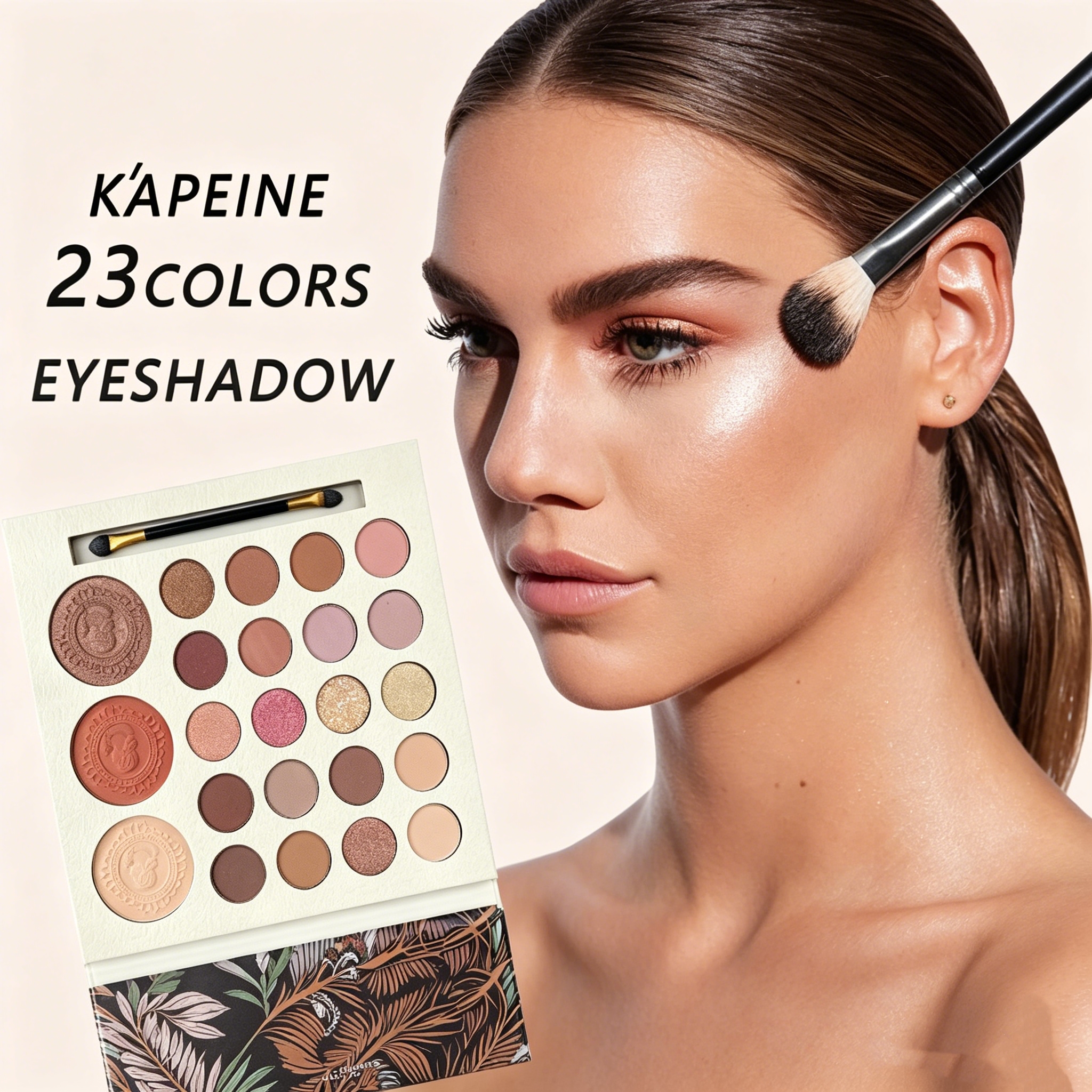 23 Colors Multi-Use Nude Eyeshadow Palette with Dual-Ended Brush, Matte Shimmer Glitter High Pigment Eyeshadow, Can Be Used as Blush Highlighter Contour, Long-Lasting Waterproof Blend Eye Makeup Kit