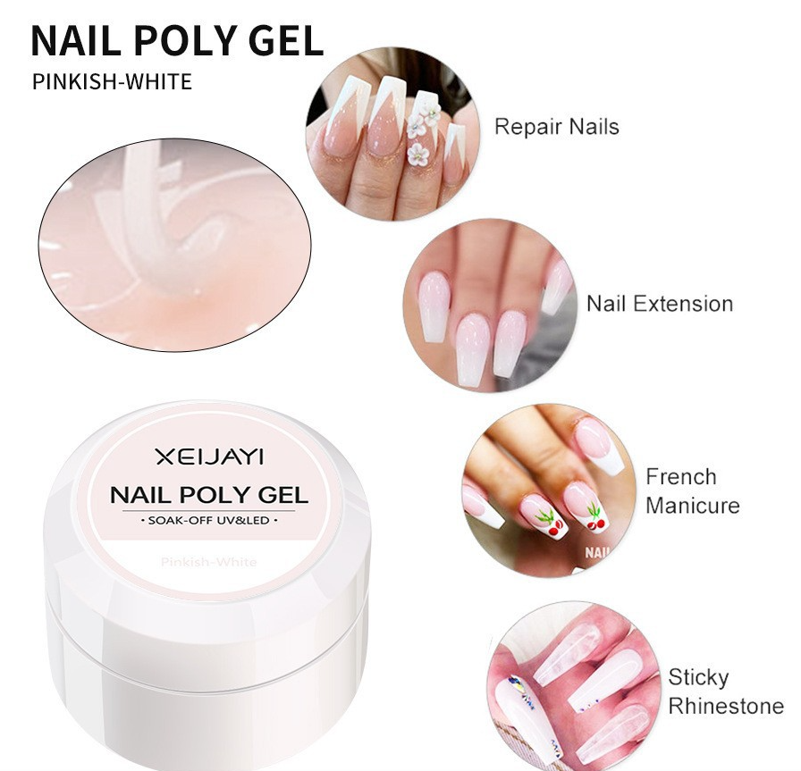 High-Quality 5ml Nail Extension Gel - Soak Off UV Fiber Gel With Manicure Tools for Nail Extension & Beautiful Nails, Strong Long-Lasting, Light Pink/Nude Pink, Home Nail Art & Professional Salon Use✨