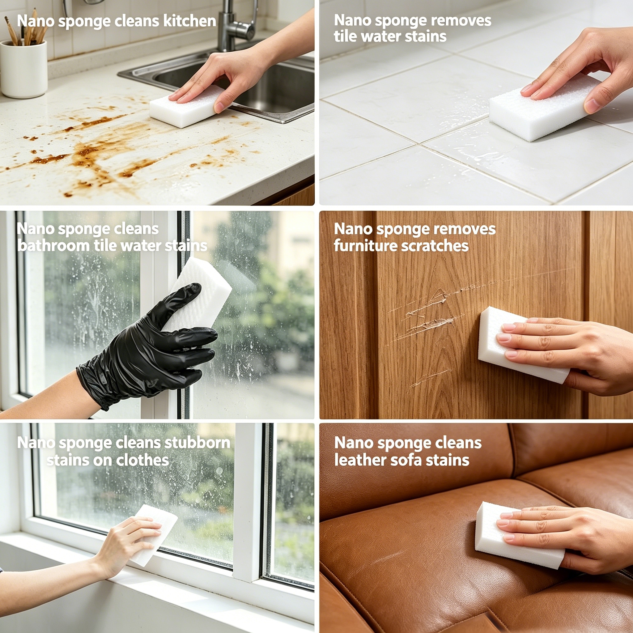 3 Pack Extra Thick Magic Cleaning Pads - Eraser Sponge for All Surfaces - Kitchen-Bathroom-Furniture-Leather-Car-Steel - Just Add Water to Erase All Dirt - Melamine - Universal Cleaner