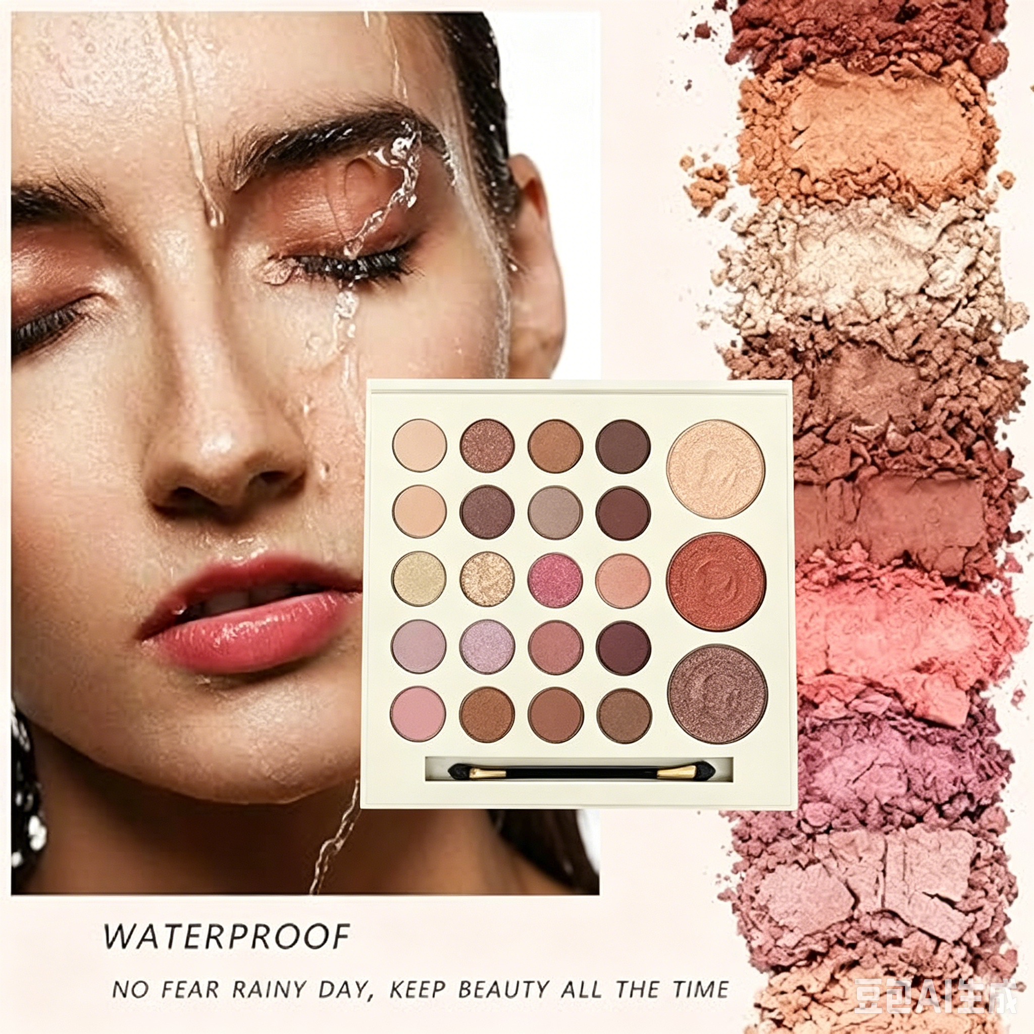 23 Colors Multi-Use Nude Eyeshadow Palette with Dual-Ended Brush, Matte Shimmer Glitter High Pigment Eyeshadow, Can Be Used as Blush Highlighter Contour, Long-Lasting Waterproof Blend Eye Makeup Kit