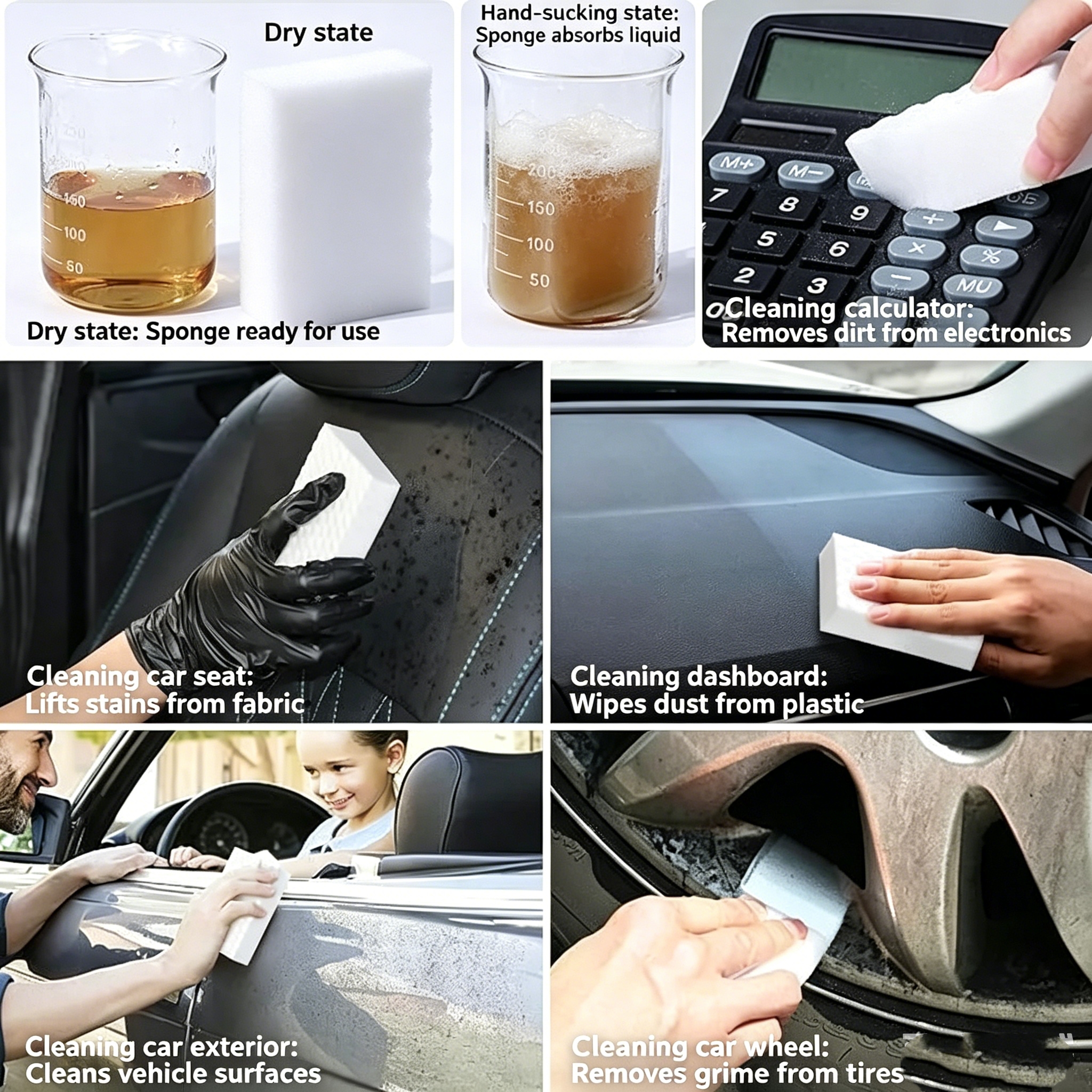 3 Pack Extra Thick Magic Cleaning Pads - Eraser Sponge for All Surfaces - Kitchen-Bathroom-Furniture-Leather-Car-Steel - Just Add Water to Erase All Dirt - Melamine - Universal Cleaner