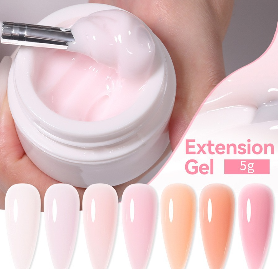 High-Quality 5ml Nail Extension Gel - Soak Off UV Fiber Gel With Manicure Tools for Nail Extension & Beautiful Nails, Strong Long-Lasting, Light Pink/Nude Pink, Home Nail Art & Professional Salon Use✨