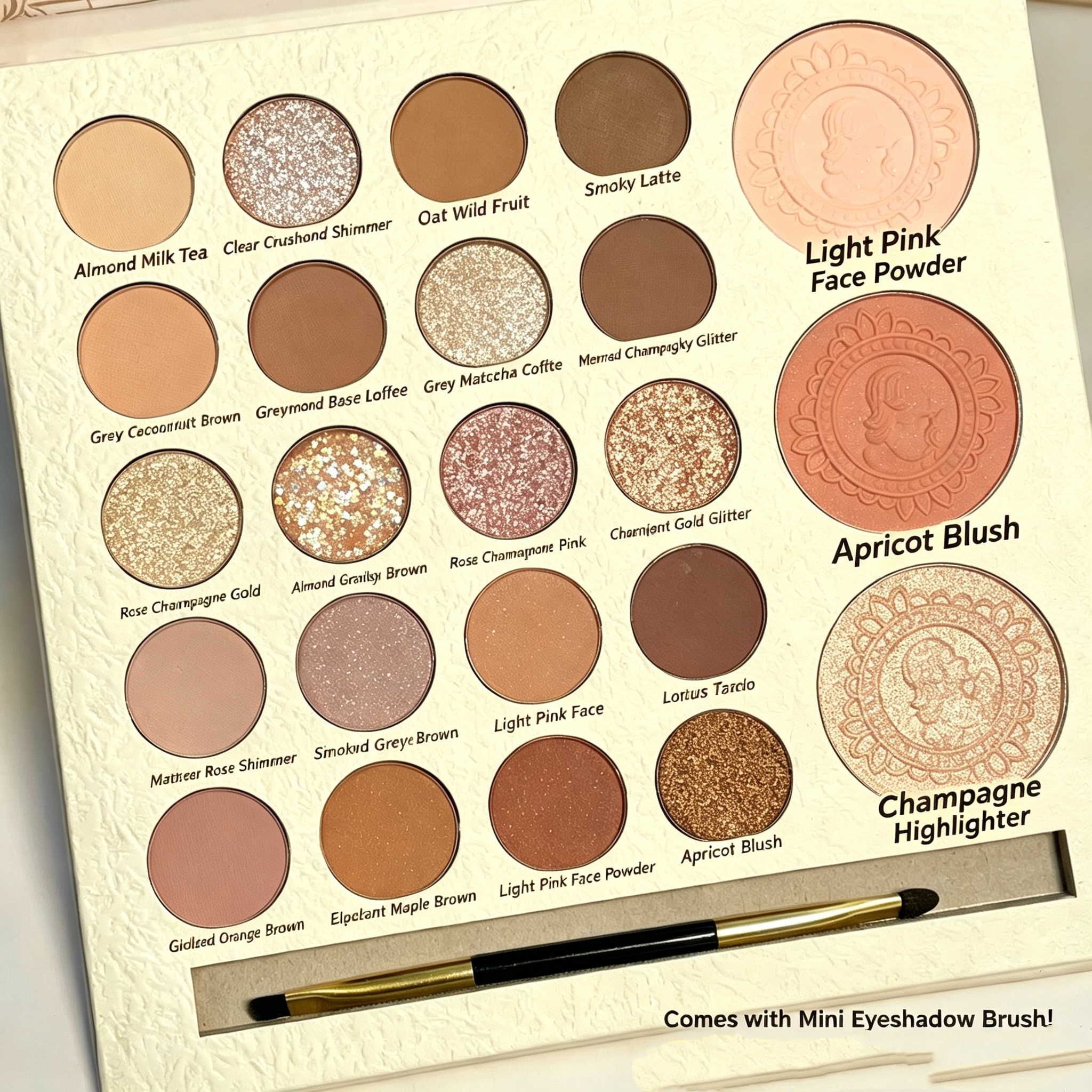 23 Colors Multi-Use Nude Eyeshadow Palette with Dual-Ended Brush, Matte Shimmer Glitter High Pigment Eyeshadow, Can Be Used as Blush Highlighter Contour, Long-Lasting Waterproof Blend Eye Makeup Kit