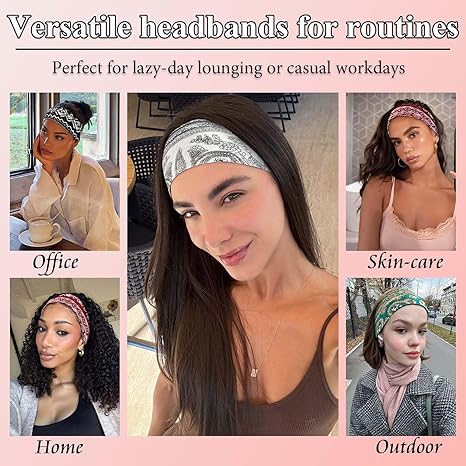 Headbands, Extra Thick Stretchy Non-Slip Workout Hair Bands, 3 Pack Twisted Turban Headscarf & Head Wraps Set + Bonus Earrings, Women Hair Accessory