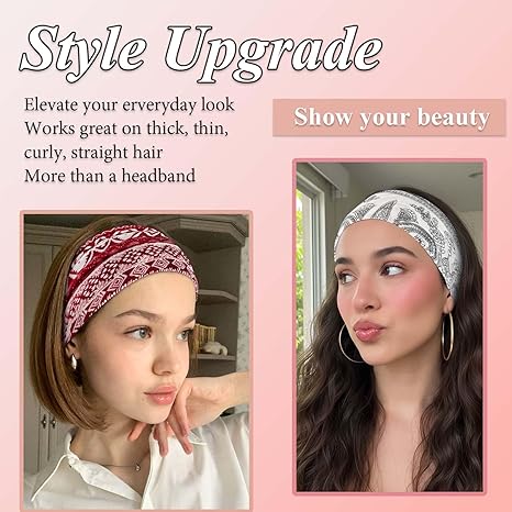 Headbands, Extra Thick Stretchy Non-Slip Workout Hair Bands, 3 Pack Twisted Turban Headscarf & Head Wraps Set + Bonus Earrings, Women Hair Accessory