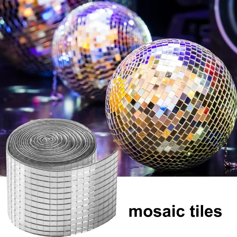 1600Pcs Self‑Adhesive Disco Mirror Mosaic Tiles, 5x5mm Silver Square Glass Sticker, DIY Craft Supplies for Disco Ball Vase Pot Art Project Home Indoor Outdoor Party Wall Decoration