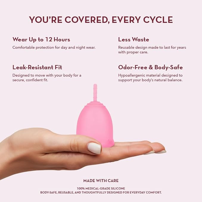 Menstrual Cup & Menstrual Disc | Reusable Period Cup, Soft Medical-Grade Silicone, Leak-Proof & Economical, Eco-Friendly Alternative to Sanitary Pads & Tampons, Comfortable Feminine Hygiene Protection