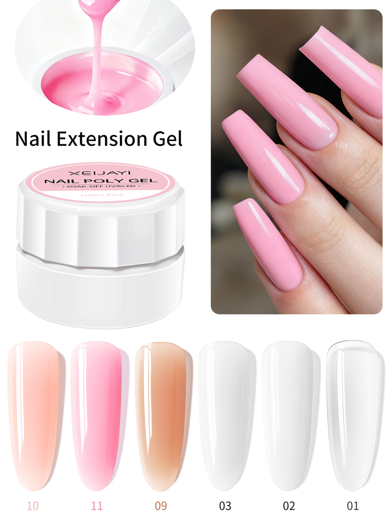 High-Quality 5ml Nail Extension Gel - Soak Off UV Fiber Gel With Manicure Tools for Nail Extension & Beautiful Nails, Strong Long-Lasting, Light Pink/Nude Pink, Home Nail Art & Professional Salon Use✨