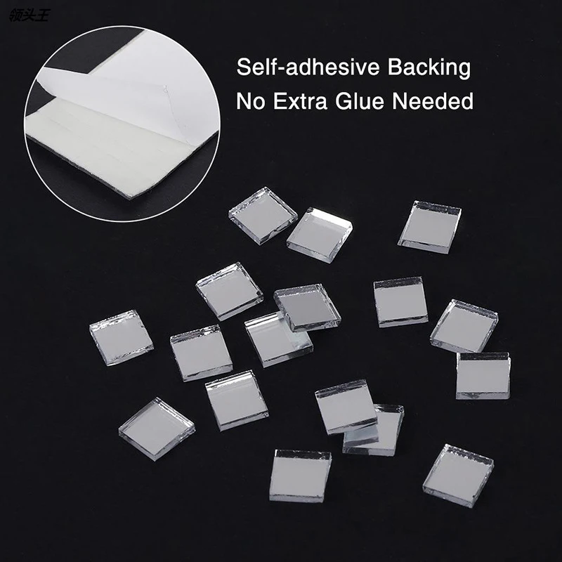 1600Pcs Self‑Adhesive Disco Mirror Mosaic Tiles, 5x5mm Silver Square Glass Sticker, DIY Craft Supplies for Disco Ball Vase Pot Art Project Home Indoor Outdoor Party Wall Decoration
