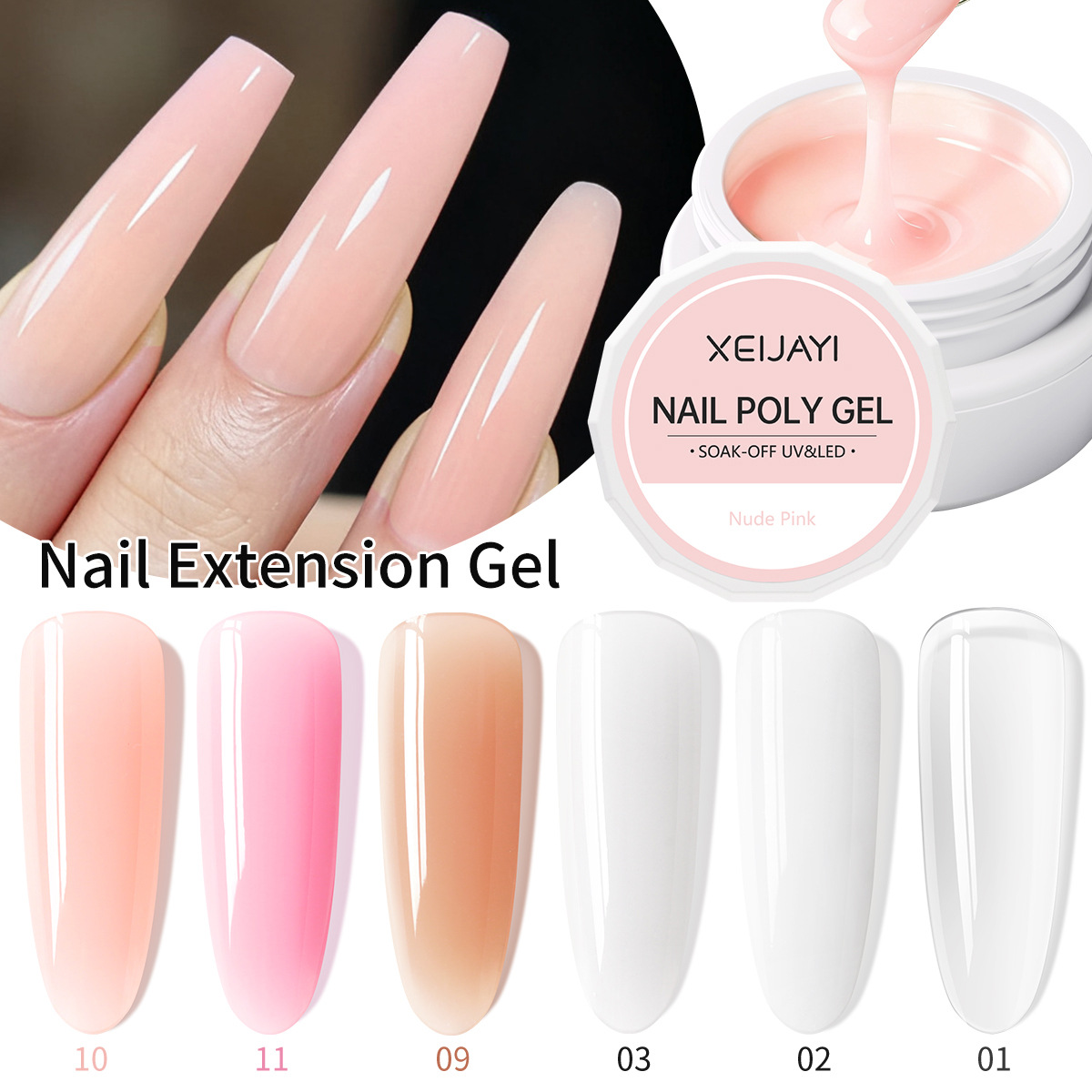 High-Quality 5ml Nail Extension Gel - Soak Off UV Fiber Gel With Manicure Tools for Nail Extension & Beautiful Nails, Strong Long-Lasting, Light Pink/Nude Pink, Home Nail Art & Professional Salon Use✨