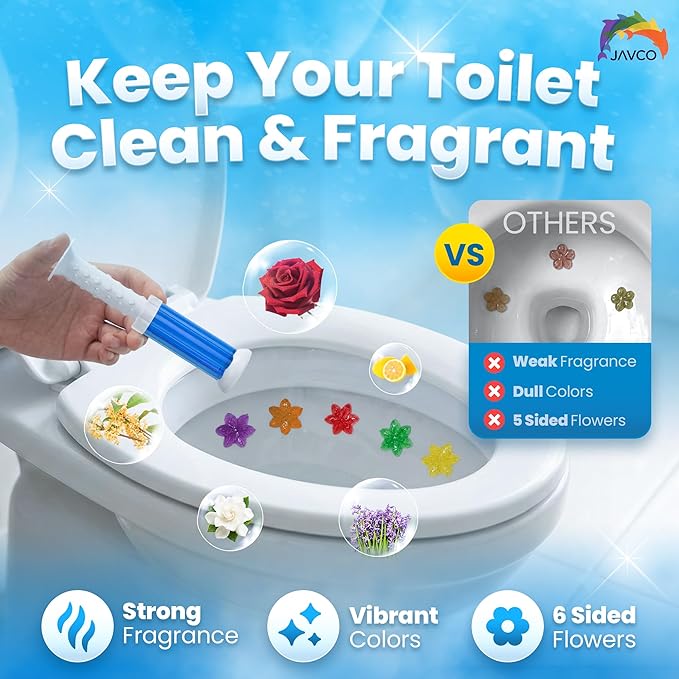 Toilet Bowl Gel Stamps 42Pcs Flower Shaped Toilet Freshener Gel  Long Lasting Bathroom Odor Control Cleaner  3 Mixed Fragrance  Toilet Deodorant Stamp, 3-Month Supply for Home Bathroom