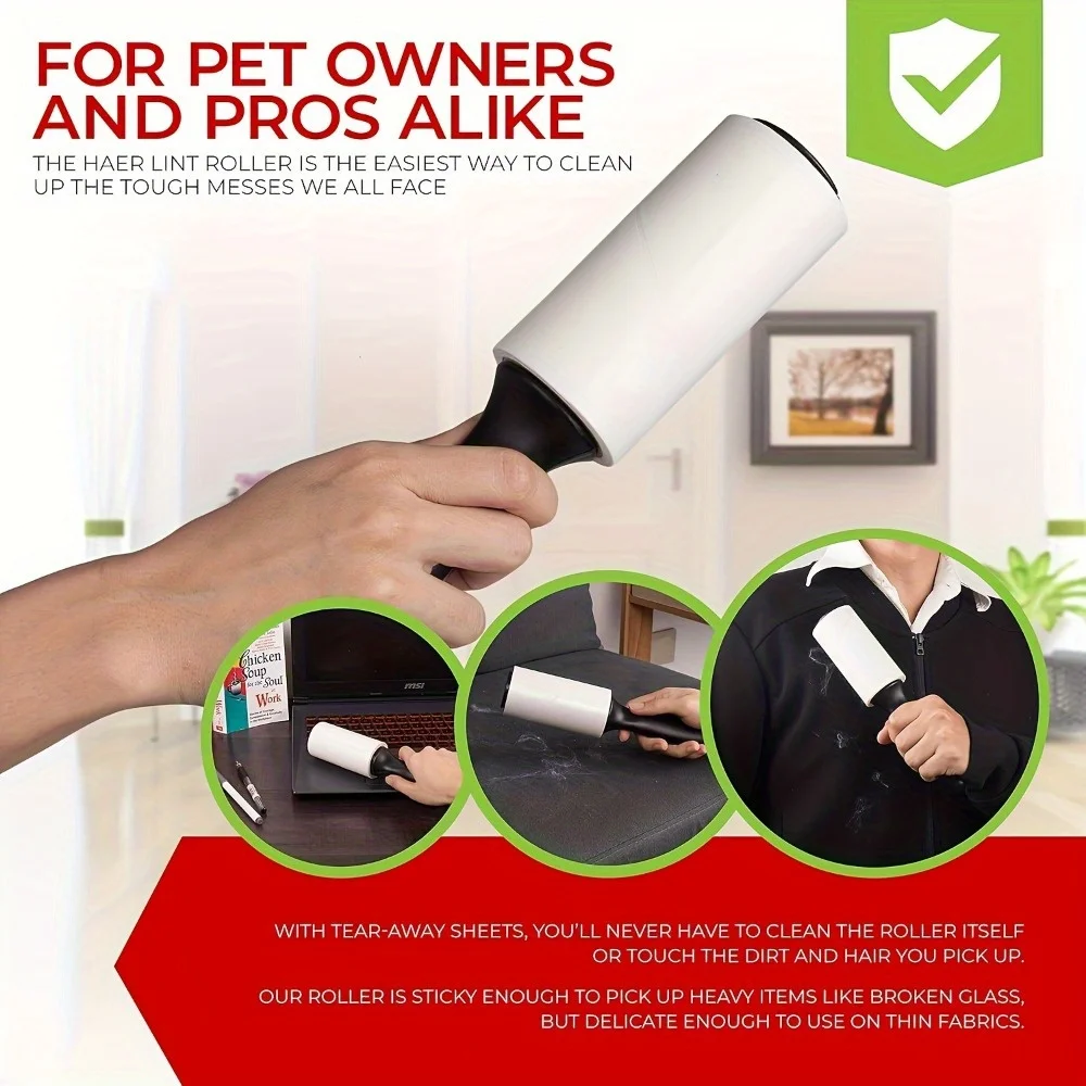 120 Sheets Lint Roller Pet Hair Remover Sticky Brush, Removable Paper Extra Sticky Lint Remover, Cleaner for Clothes Furniture Car Seat(1 handle + 2 refill rolls)